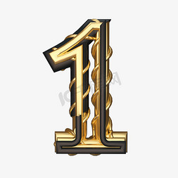 c4d黑金风酷炫风倒计时数字1