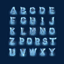 水晶矿物免抠艺术字图片_蓝色水晶电水字母合集