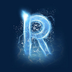 软件水晶免抠艺术字图片_蓝色水晶电水字母R