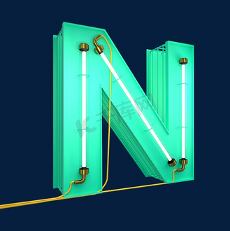英文字母大写n数字字母字母素材3d立体灯管字