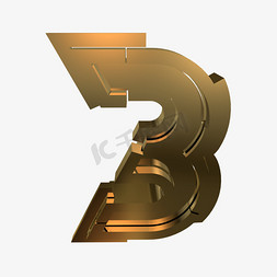 金色字体3免抠艺术字图片_金色金属字体3
