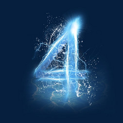 加密水晶免抠艺术字图片_蓝色水晶电水数字4