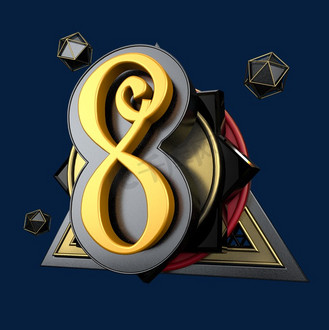 时尚卷曲黑金立体炫酷倒计时数字8