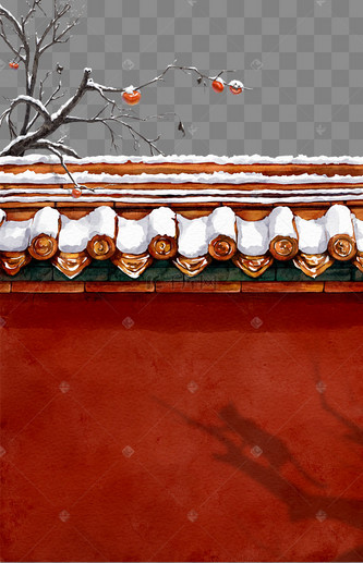 红色围墙积雪宫墙故宫大寒冬天下雪冬至新年春节