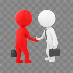 红白卡通c4d立体握手商务小人