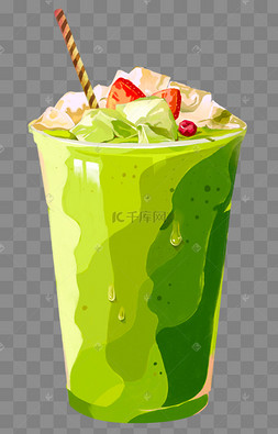 简笔对话框png图片素材抹茶甜品冰淇淋春日限定樱花抹茶奶茶美食盘子