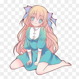 漫画二次元人物坐着的少女