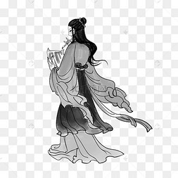 古风水墨人物读书背影诗人词人