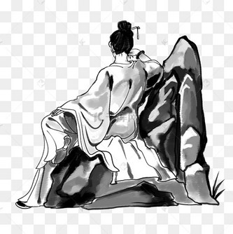 古风水墨人物背影诗人词人