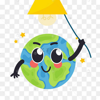 低碳环保地球一小时卡通拟人关灯