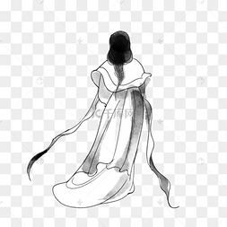 古风水墨风背影古装女士