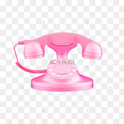 C4D立体214情人节粉色复古电话装饰