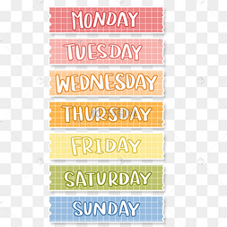 英文周计划贴纸彩虹手账