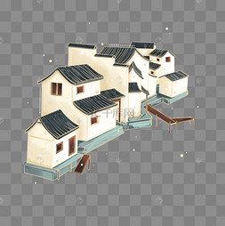 国潮国风江南水乡村落村庄