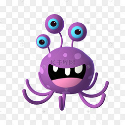 3d立体紫色异形拟人小怪物小怪兽