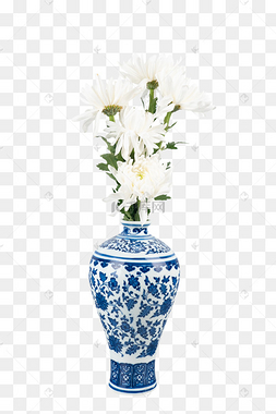 清明清明节青花瓷菊花插花
