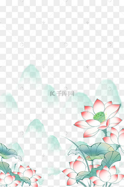 中国风典雅花卉景观荷花海报背景