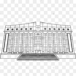 线描人民法院大楼建筑