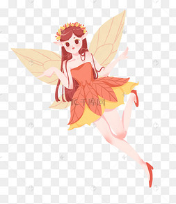 精灵仙子花仙子花神落叶橙色