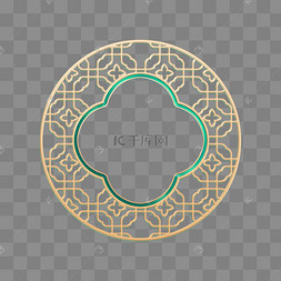 国潮古典中式花纹圆框边框窗框