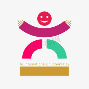 六一活泼儿童字形标识logo创意设计