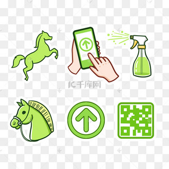 疫情防控绿码绿马系列贴纸组图