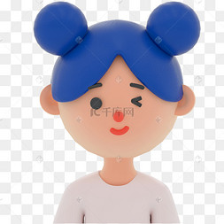 3d立体c4d丸子头女生头像