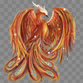 凤凰神兽神话动物飞鸟红色中国风