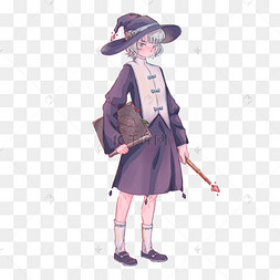png下载psd魔法师巫师魔法女巫小魔女煮饭炼金下载 png下载psd万圣节