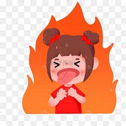 手绘女孩火气大上火长满痘