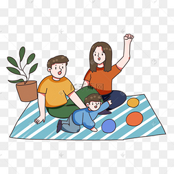 小朋友手绘插画卡通人物下载 png下载psd亲子家人游戏互动跷跷板下载