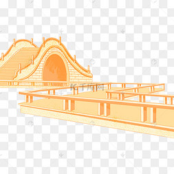 中国风古风国潮风描线桥走廊