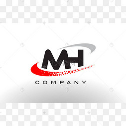红色点缀 mh 现代字母标志设计旋1717