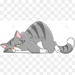 矢量累了的猫工作职场办公场景加班累趴下到深夜蓝色插画小熊好累表情