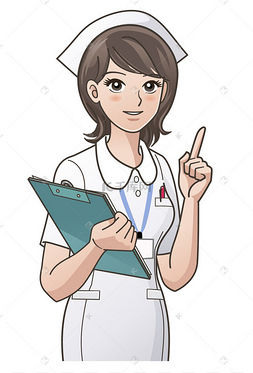 年轻护士指着食指向上,指导信息