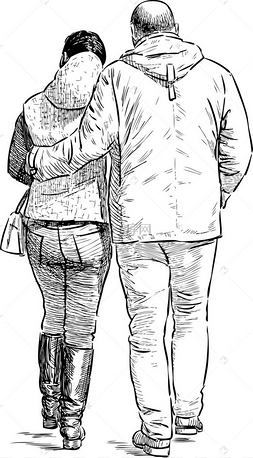 拥抱夫妇素描