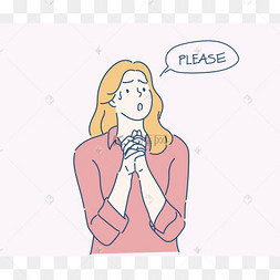 女人牵着手祷告,请求帮助恳求