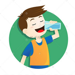 小男孩喝水的头像图片