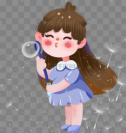 小女孩吹泡泡人物