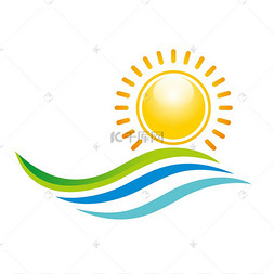 Logo panorama scenery sunset design icon symb