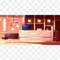 矢量卡通酒店接待处.酒店大堂.