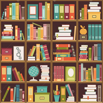 书架和书.无缝背景