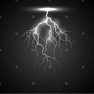 在黑色背景上的白色闪电