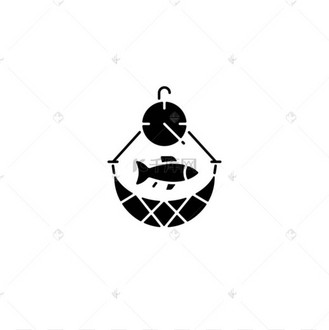 过度捕捞的黑色石像图标.物种的损耗.海鲜收获量过大.生态系统衰竭.