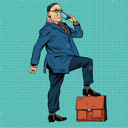 老板的商务人士卡通手绘超人的商务人士晾干小丑脸上的微笑愤怒和沮丧