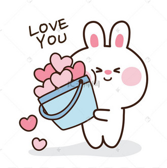 可爱的兔子在卡通片中保持着一颗勇敢的心.动物的角色设计.图形.