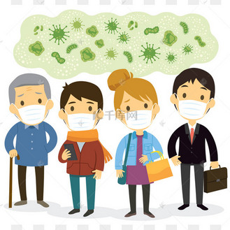 一群戴口罩,担心病毒和传染病的人.