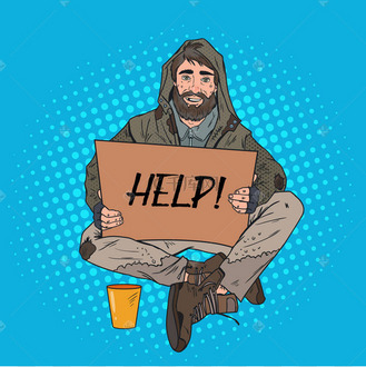 贫穷概念.矢量插图