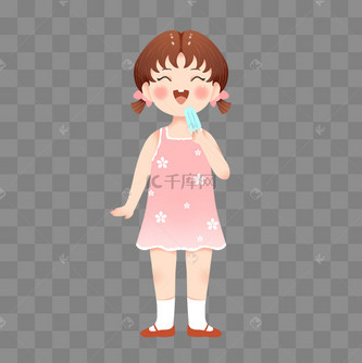 夏季夏天吃冰棍的小女孩
