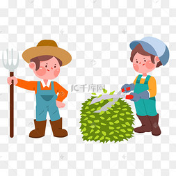 园艺师园丁卡通人物绿化修剪